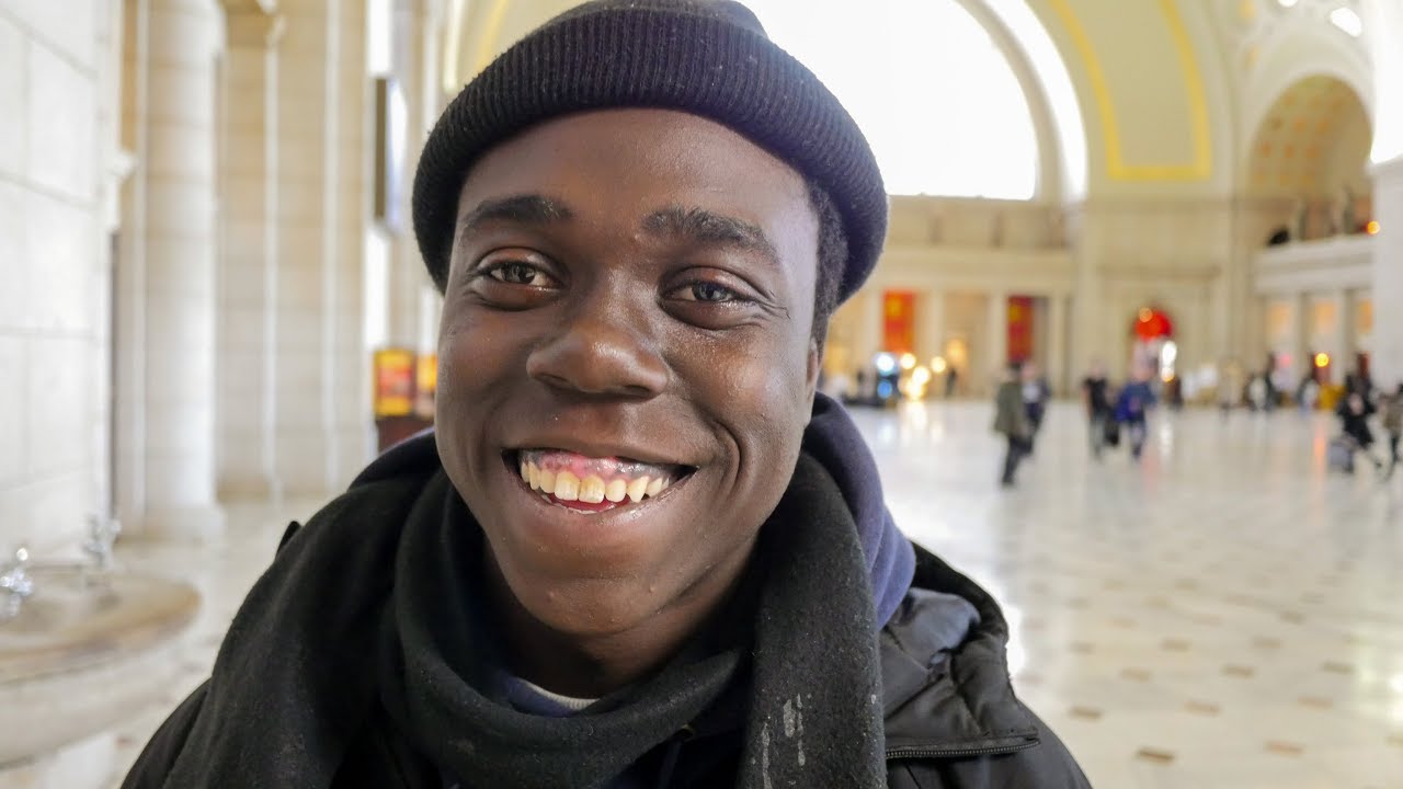 Young Homeless Man Sleeping at Union Station in Washington DC